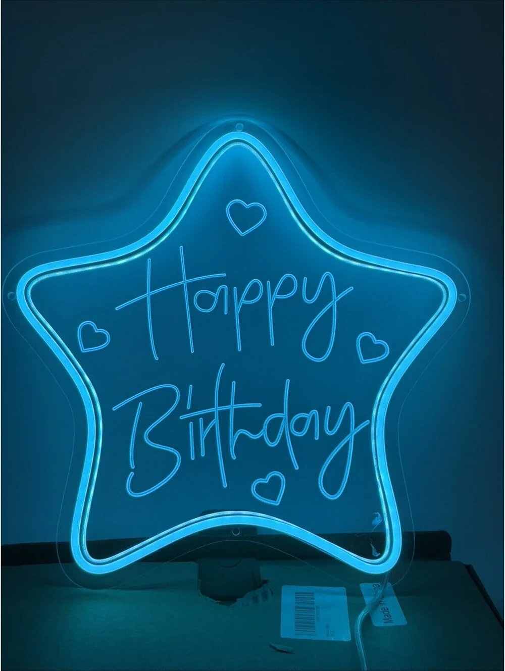 Happy Birthday Blue Neon Sign for Party Decor LED Neon Light 12in x 12in (30cm)